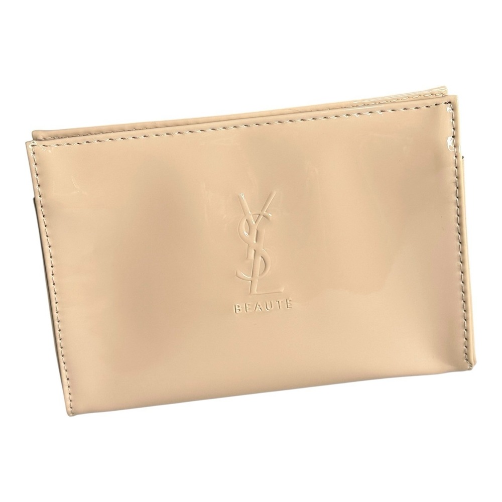 YSL Beauty Pouch Nude Beige Cosmetic Bag Toiletry Case (6.5"x4,5"x2") Small Size
